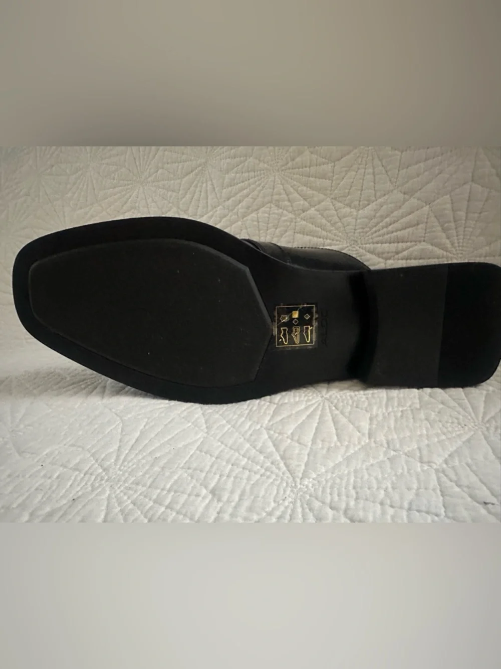 ALDO Black Patent Leather Slip-On Loafers with Gold Hardware